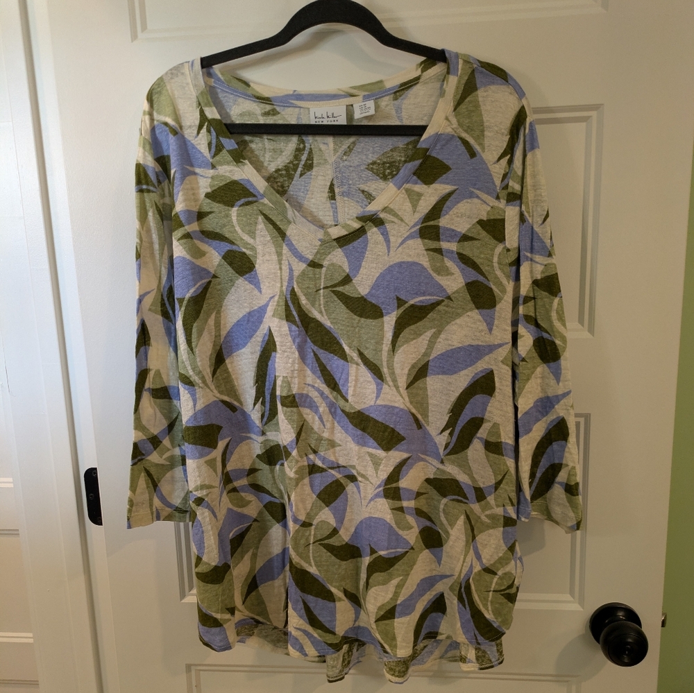 Nicole Miller Blue and Green Linen Fabric